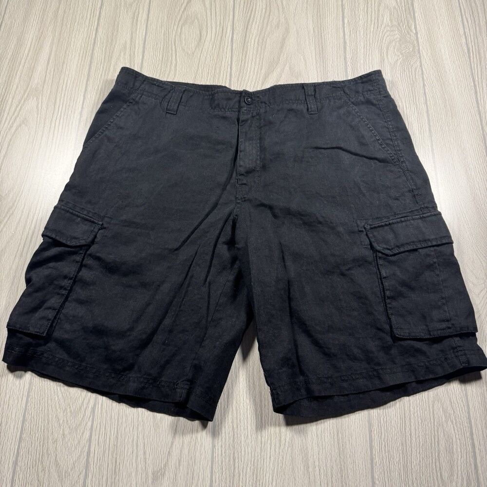 Apt 9 100% Linen Shorts Men’s 42 x 11.5 Black Preppy Casual Breathable